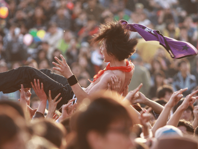 A crowd of people at a concert.