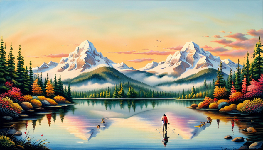 An image of a man gazing into a crystal clear lake, his reflection distorted by ripples while a hidden heart floats beneath the water surface, symbolizing concealed emotions