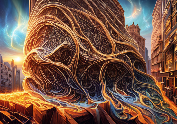  book with vibrant, interconnected webs flowing from it, representing different narrative structures, impacting a human brain symbol radiating waves of different intensities