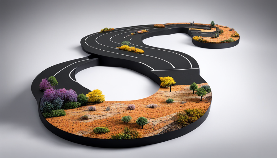 Se two contrasting paths: a winding, diverse trail with diverse landscapes representing a 'career path' and a straight, monotonous road symbolizing a 'job'