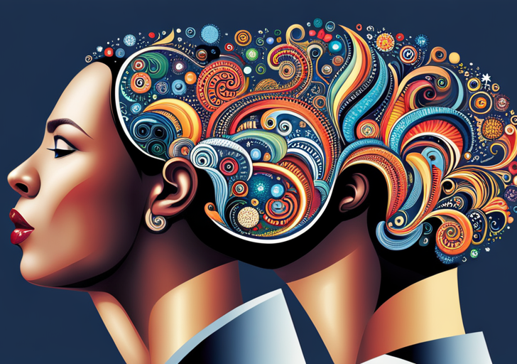 An image featuring a brainstorm cloud with diverse character silhouettes, each linked to visual symbols of different cultures, professions, and personality traits