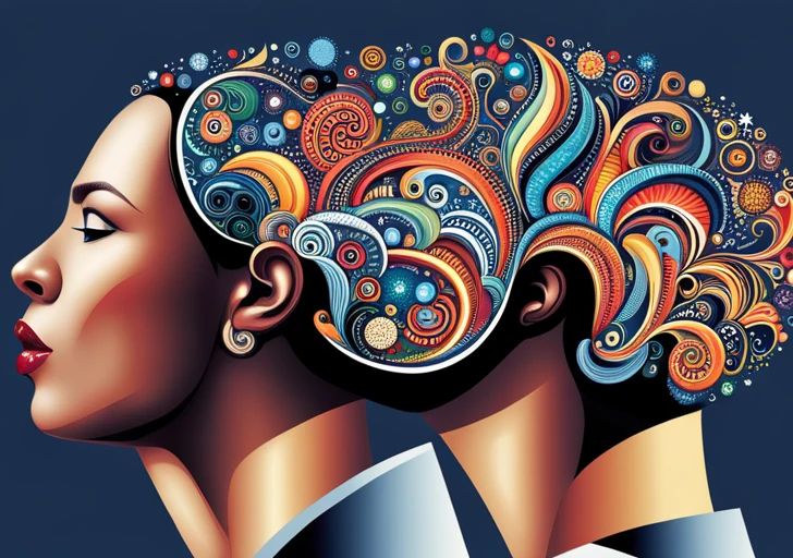 An image featuring a brainstorm cloud with diverse character silhouettes, each linked to visual symbols of different cultures, professions, and personality traits