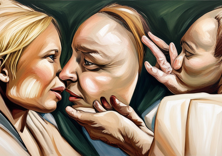 Dividuals sitting face-to-face, one speaking passionately with expressive hand gestures, the other with intense focus, nodding, and showing empathetic facial expressions in a calm, serene setting