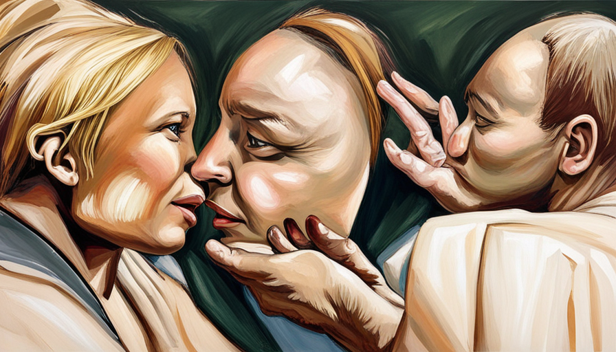 Dividuals sitting face-to-face, one speaking passionately with expressive hand gestures, the other with intense focus, nodding, and showing empathetic facial expressions in a calm, serene setting