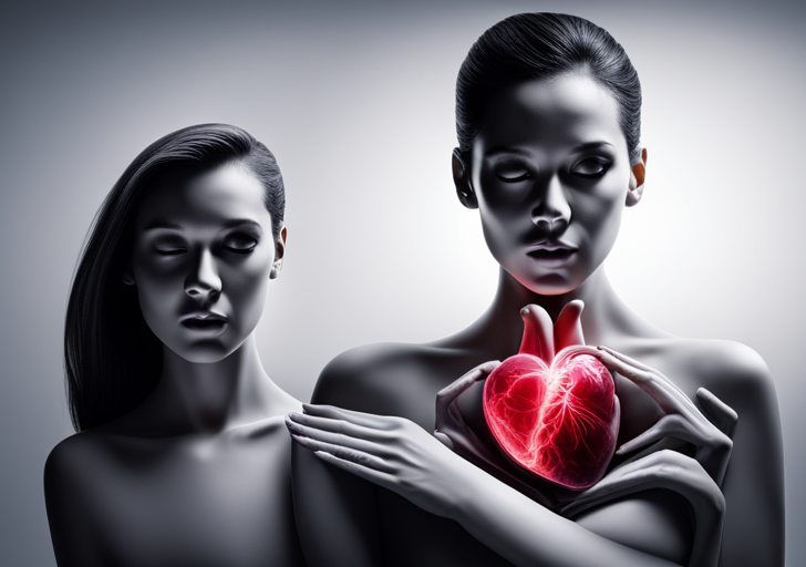 Ze a dimmer switch connected to a human heart, gradually turning down, with vibrant colors fading to grayscale, signifying the reduction of emotions