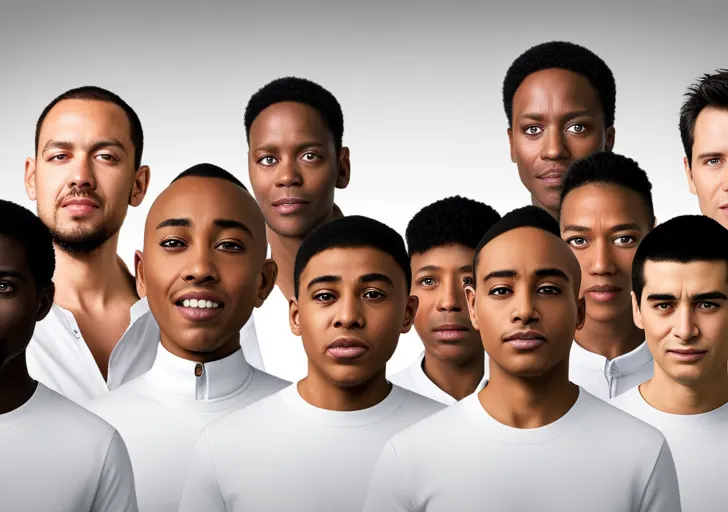 An image featuring six diverse human faces exhibiting primary emotions: happiness, sadness, fear, disgust, surprise, and anger, with each emotion clearly distinguishable