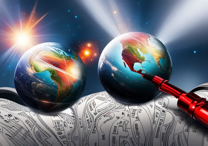 Ate a magnet pulling in diverse elements - an ink pen, a tear, a heart, a clock, a question mark, a book, a glowing globe, with tension and energy radiating from the scene