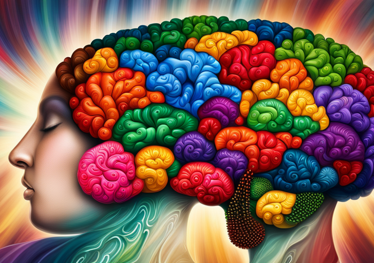 An image showing a human brain with various colors representing different emotions, intertwined with a DNA strand, against a backdrop of a diverse crowd of people