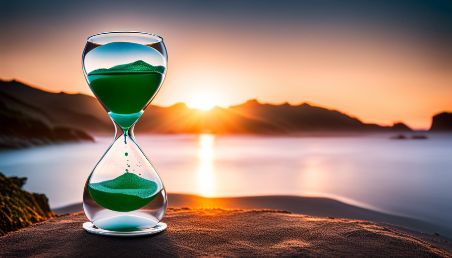 melting ice cap with an hourglass overlay, where the sand grains are replaced by CO2 molecules