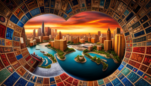 globe, half traditional with vivid cultural symbols, and half modern with innovative symbols, in the middle of a transition, symbolizing the change of tradition and culture over time