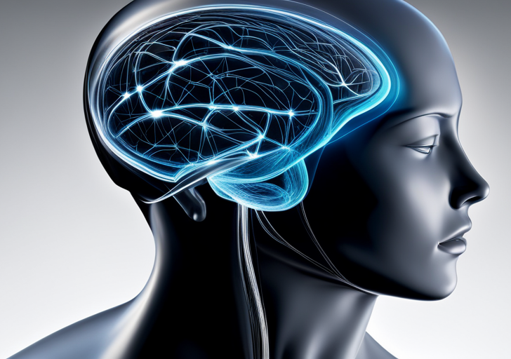 Ze a human brain morphed into a circuit board, with binary codes as neurons, connected to various everyday devices like smartphones, laptops, cars, and home appliances