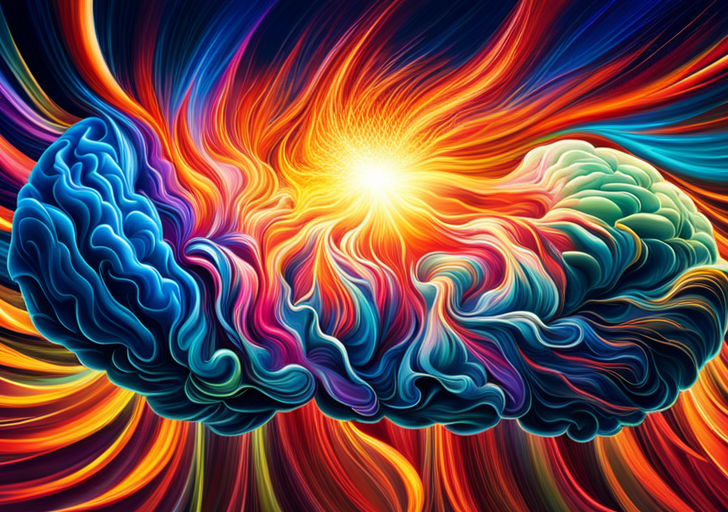 An image featuring a human brain transforming into a vibrant, exploding firework, symbolizing the release of creative thoughts and ideas