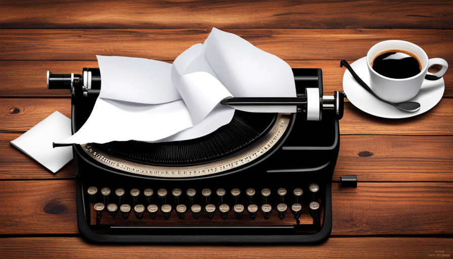 Ize a vintage typewriter, paper emerging with half-written sentences