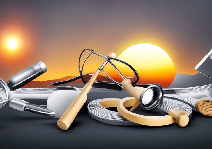 Board transforming into different career-related icons like a stethoscope, computer, gavel, paintbrush, chef hat, against a background of rising sun symbolizing a new start