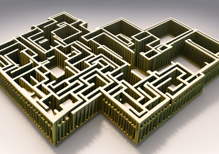  an image featuring diverse office workers navigating through a maze shaped like a word 'Resilience', symbolizing resilience in the workplace