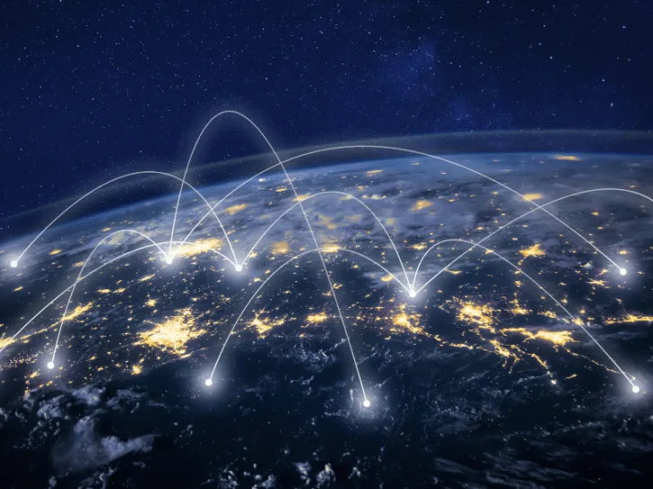 An essay exploring how globalization impacts our daily lives, using a world map with interconnected lines as a visual representation.