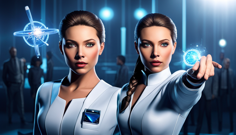 N advanced futuristic laboratory with holographic tools, DNA strands, various human body systems, and a visible eradication of disease symbols like cancer, Alzheimer's, and diabetes