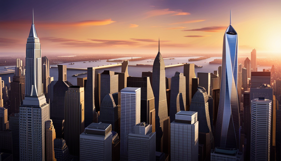 Lgamation of futuristic skylines, diverse faces, high-tech farms, renewable energy sources, and advanced transportation systems representing the USA in 100 years