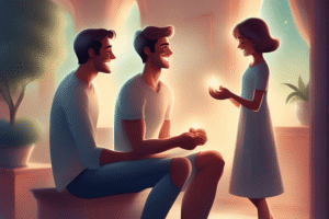 A man and a woman are sitting on a bench, demonstrating how to be nice by holding a candle.