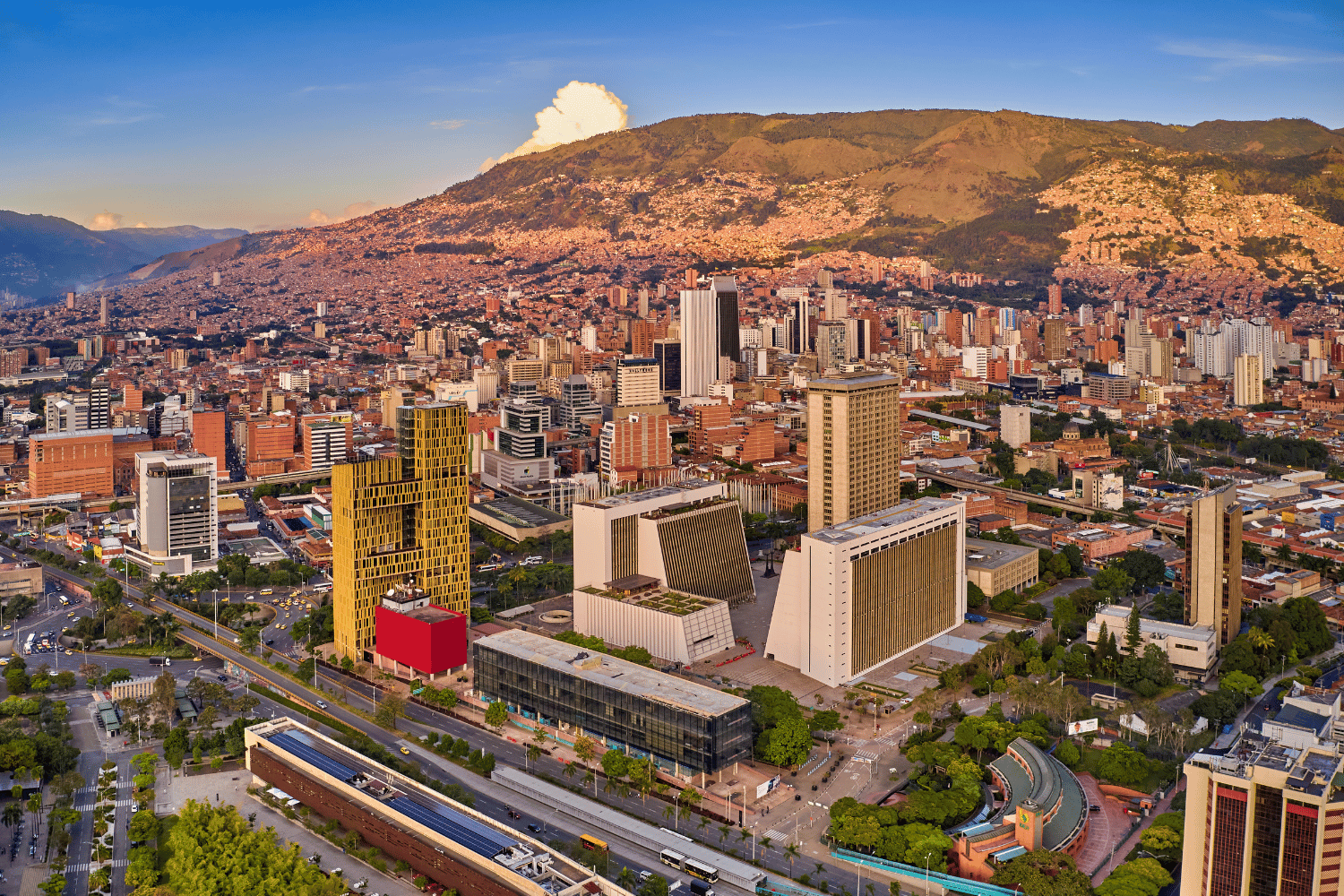 An aerial view of the city of Santiago, Colombia.